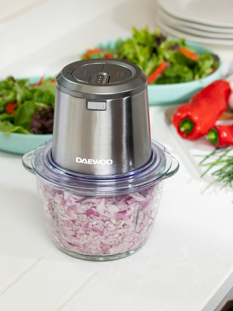 Cordless Stainless Steel Kitchen Chopper with Rechargeable Battery and Dual Blades
