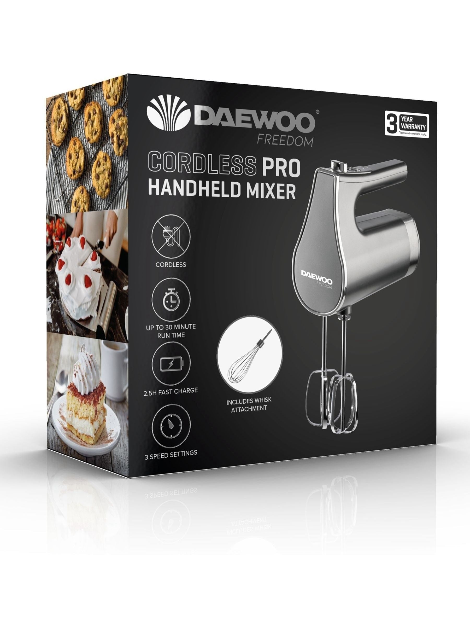 Daewoo Black Cordless Handheld Mixer - British product