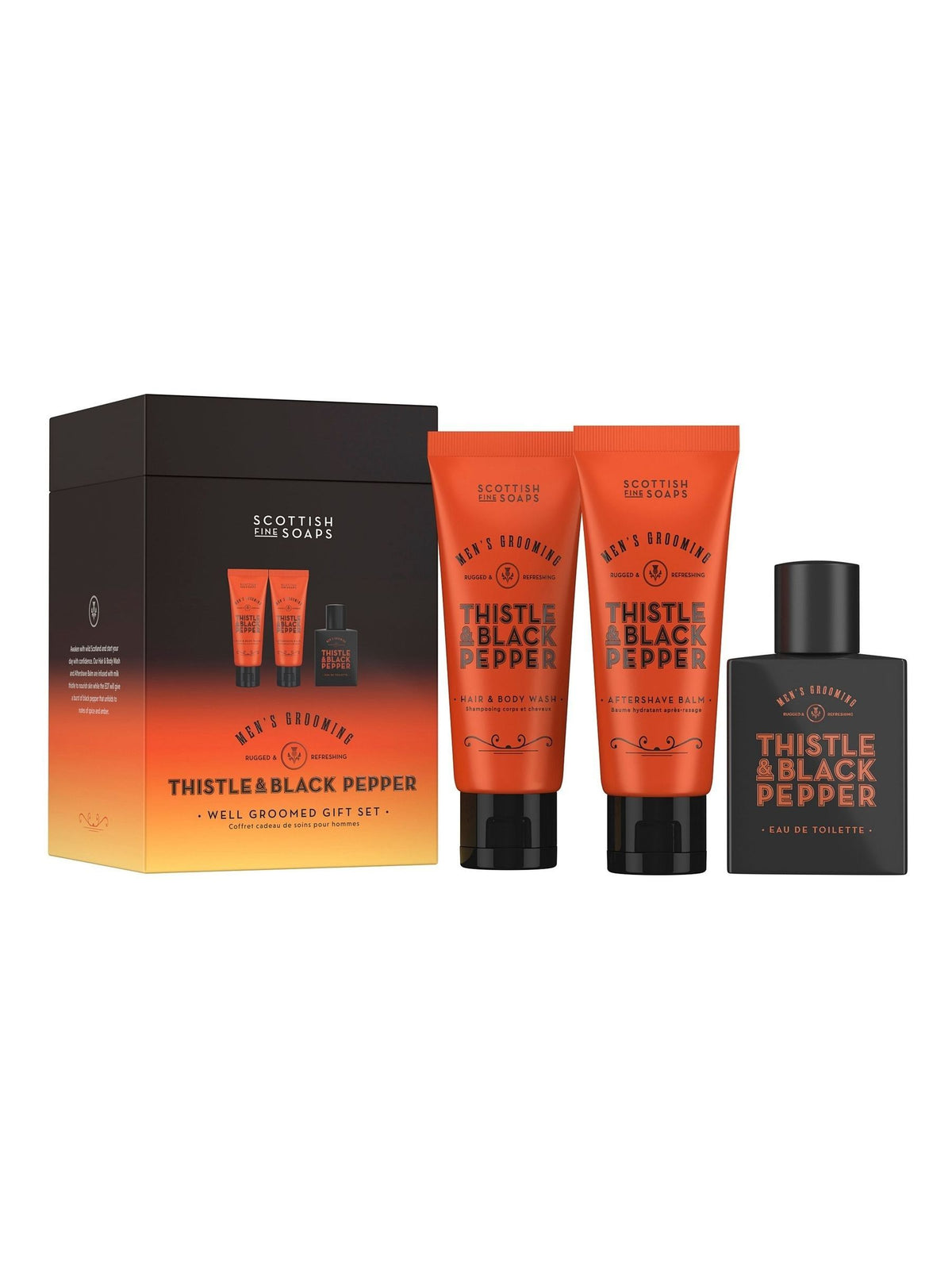 Scottish Fine Soaps Thistle & Black Pepper men's grooming gift set (British brand)