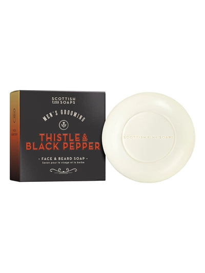 Scottish Fine Soaps Thistle Black Pepper Face and Beard Soap Bar 100g