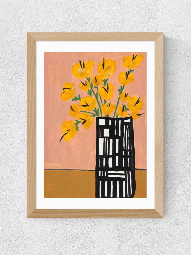 East End Prints Oak Black and White Vase Wall Art Print by Lucy Muss