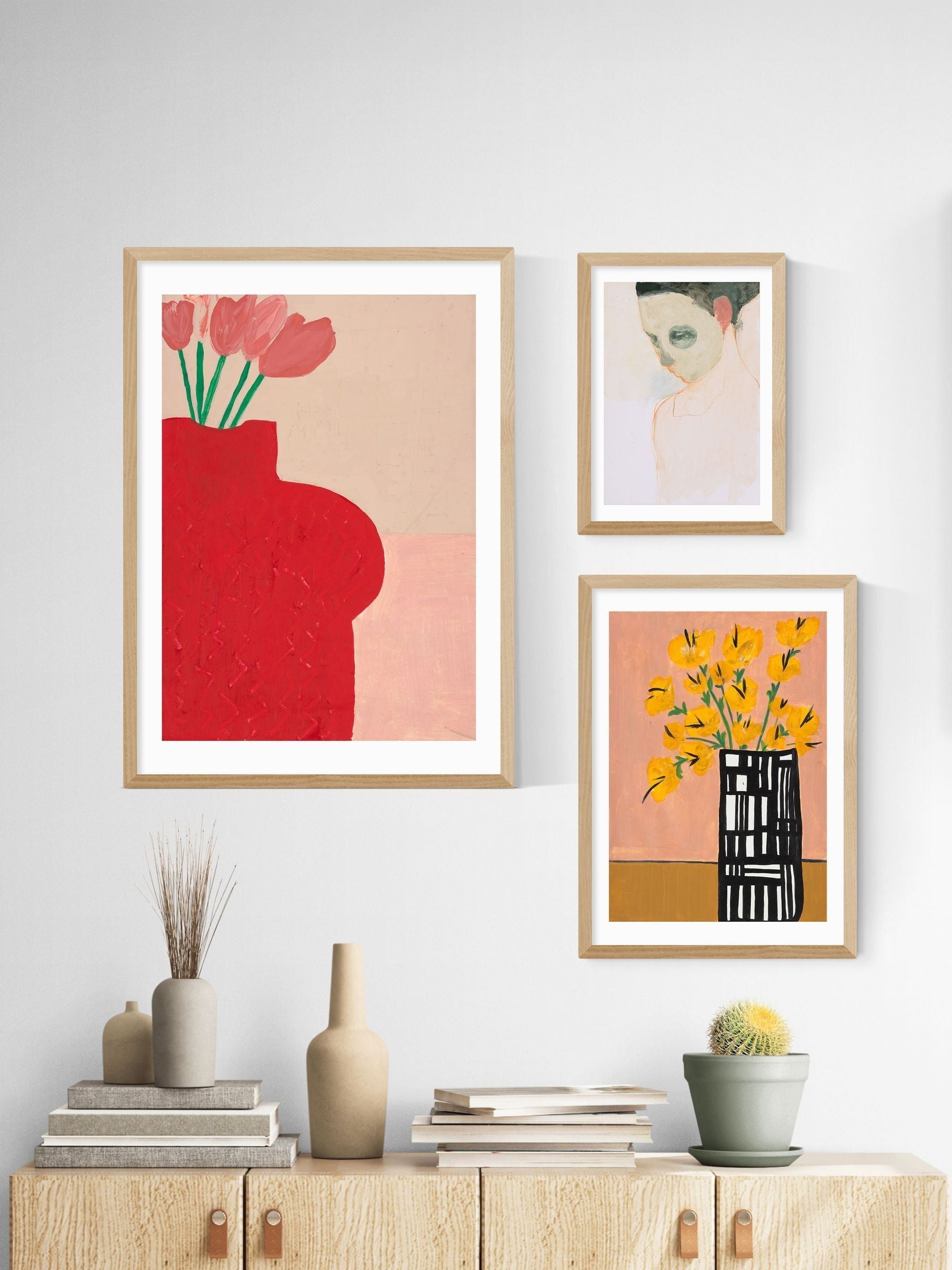 East End Prints Oak Black and White Vase Wall Art Print by Lucy Muss
