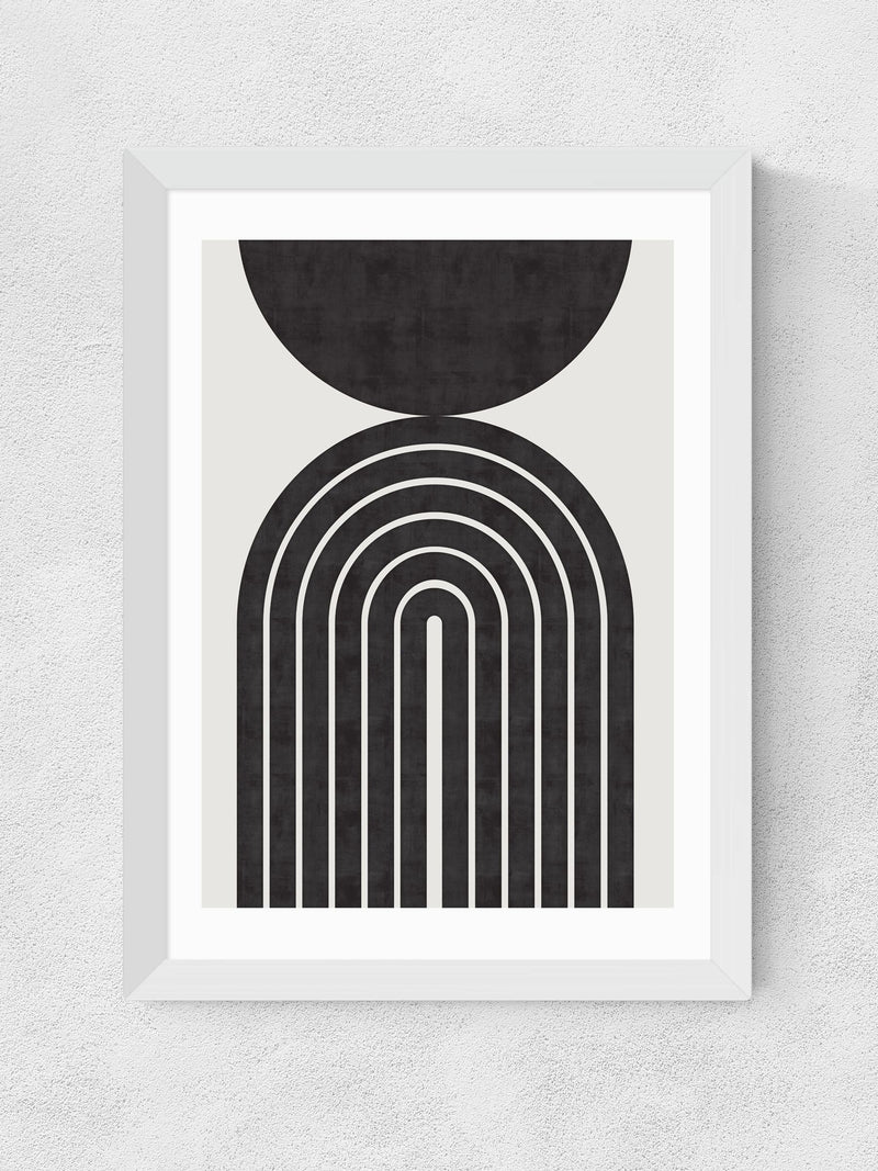 East End Prints White Abstract Rainbow Circle Wall Art Print by Crayon Studio