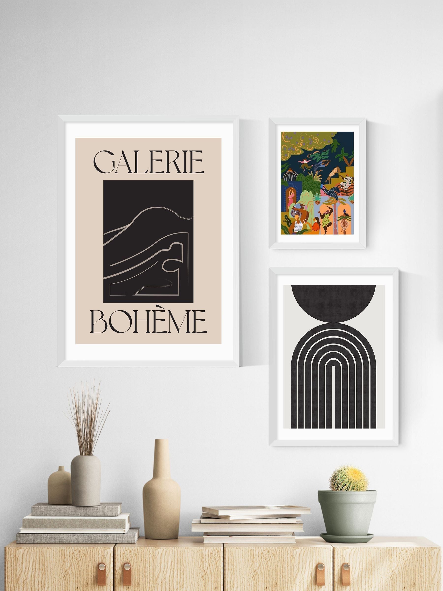 East End Prints White Abstract Rainbow Circle Wall Art Print by Crayon Studio