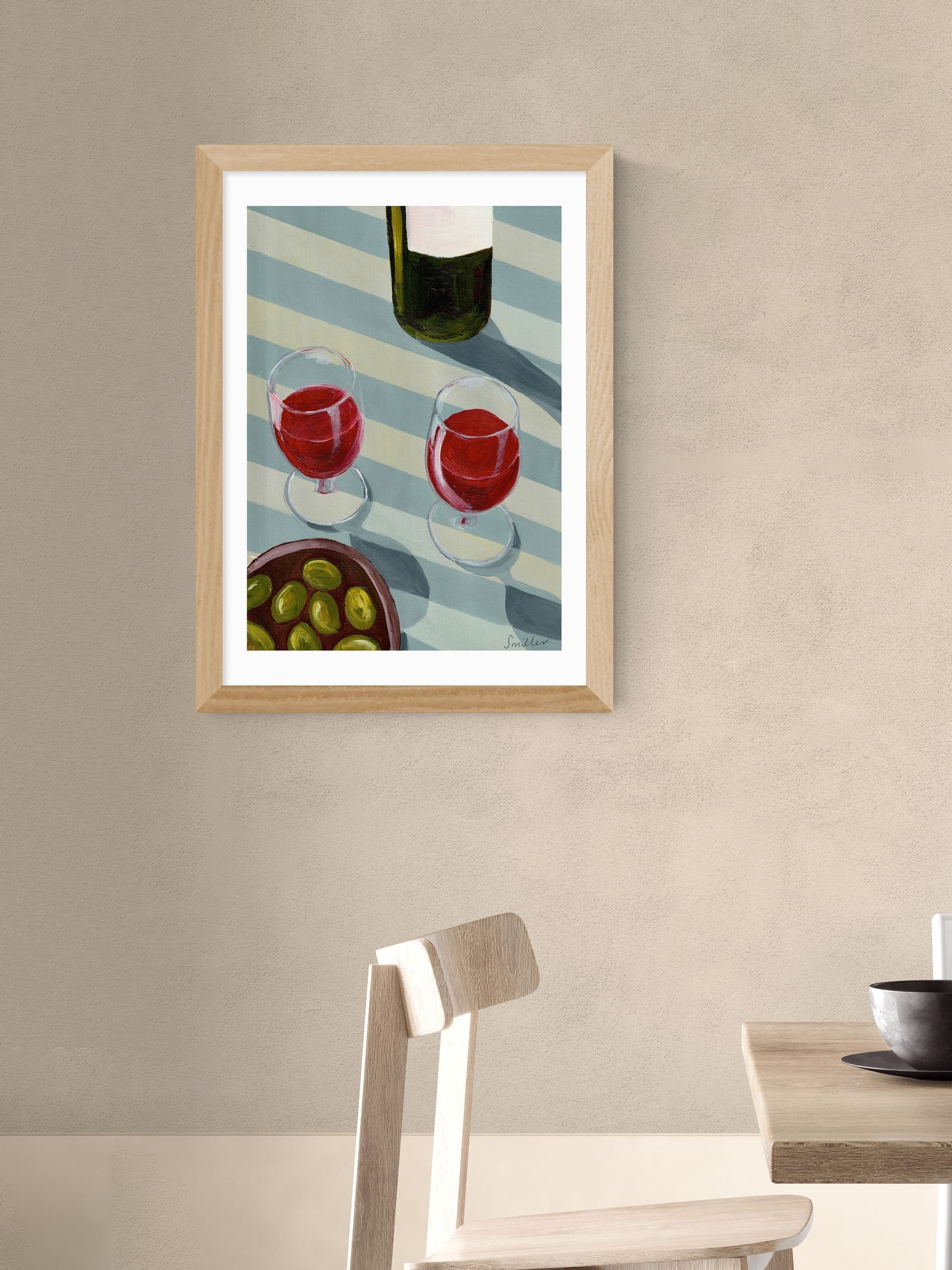 East End Prints Oak Blue Wine Time wall art print - British product
