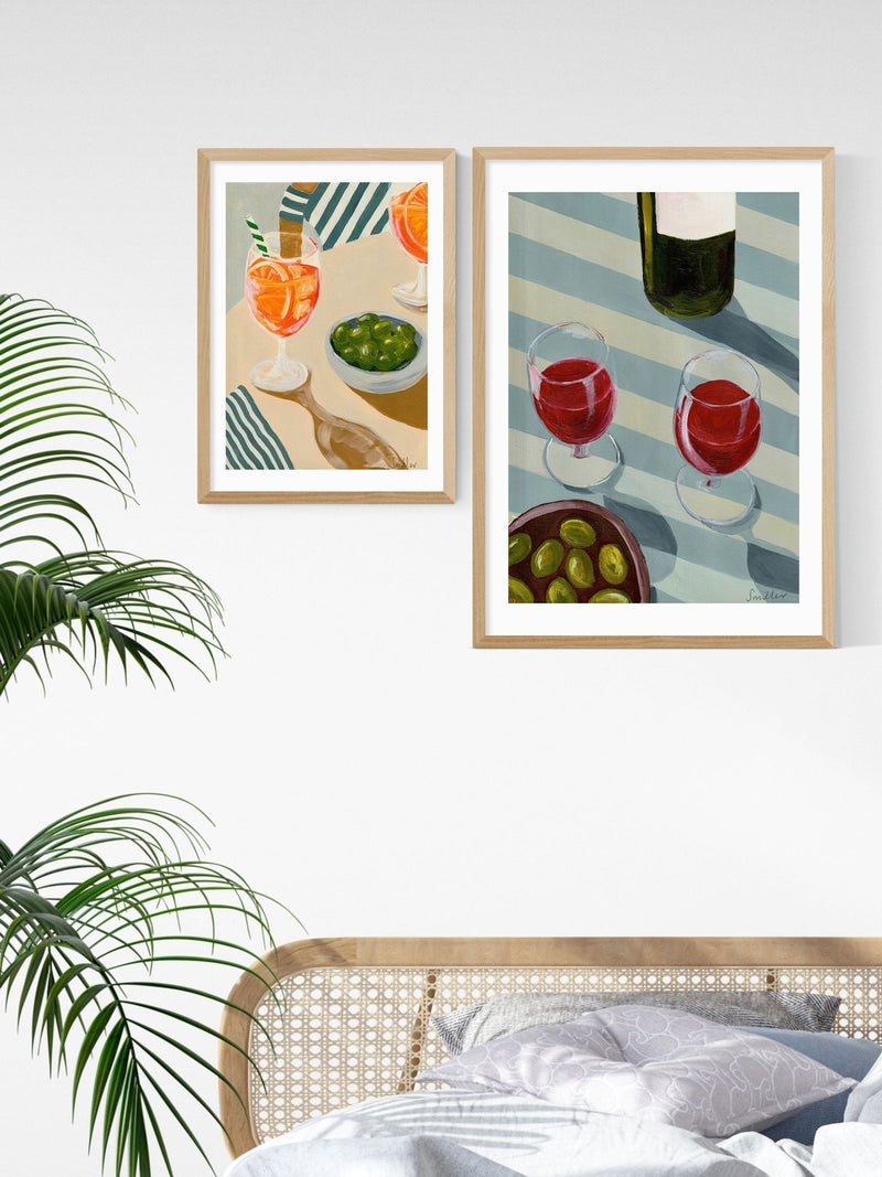 East End Prints Oak Blue Wine Time wall art print - British product