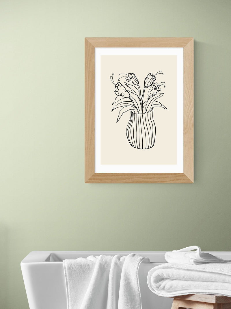 East End Prints oak vase sketch wall art print - British product