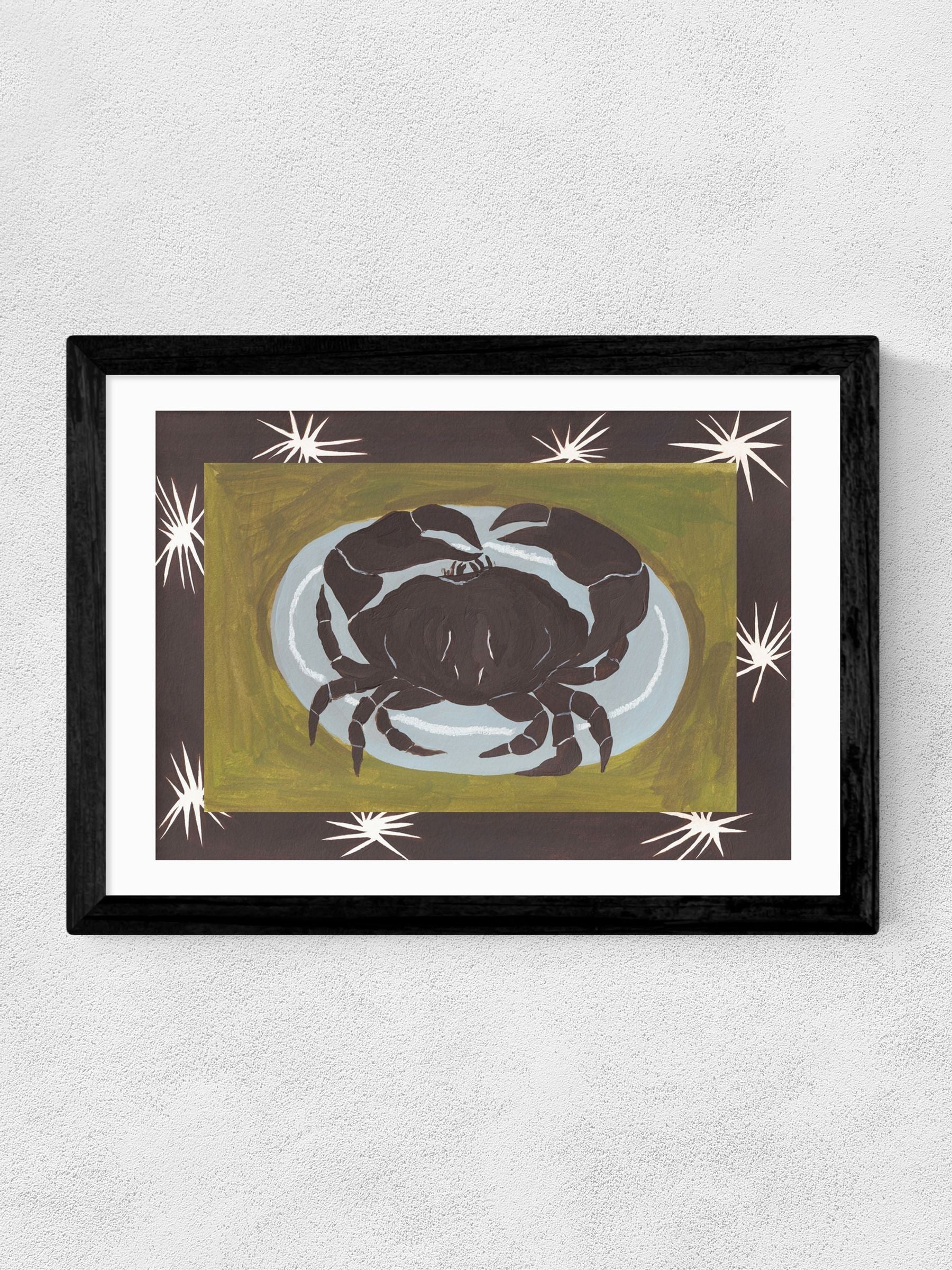 East End Prints Black Crab Cancer Star Sign Art Print - British product