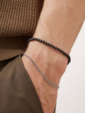 Bartlett London waterproof matt black onyx duo bracelet set 19-20.5cm - British product