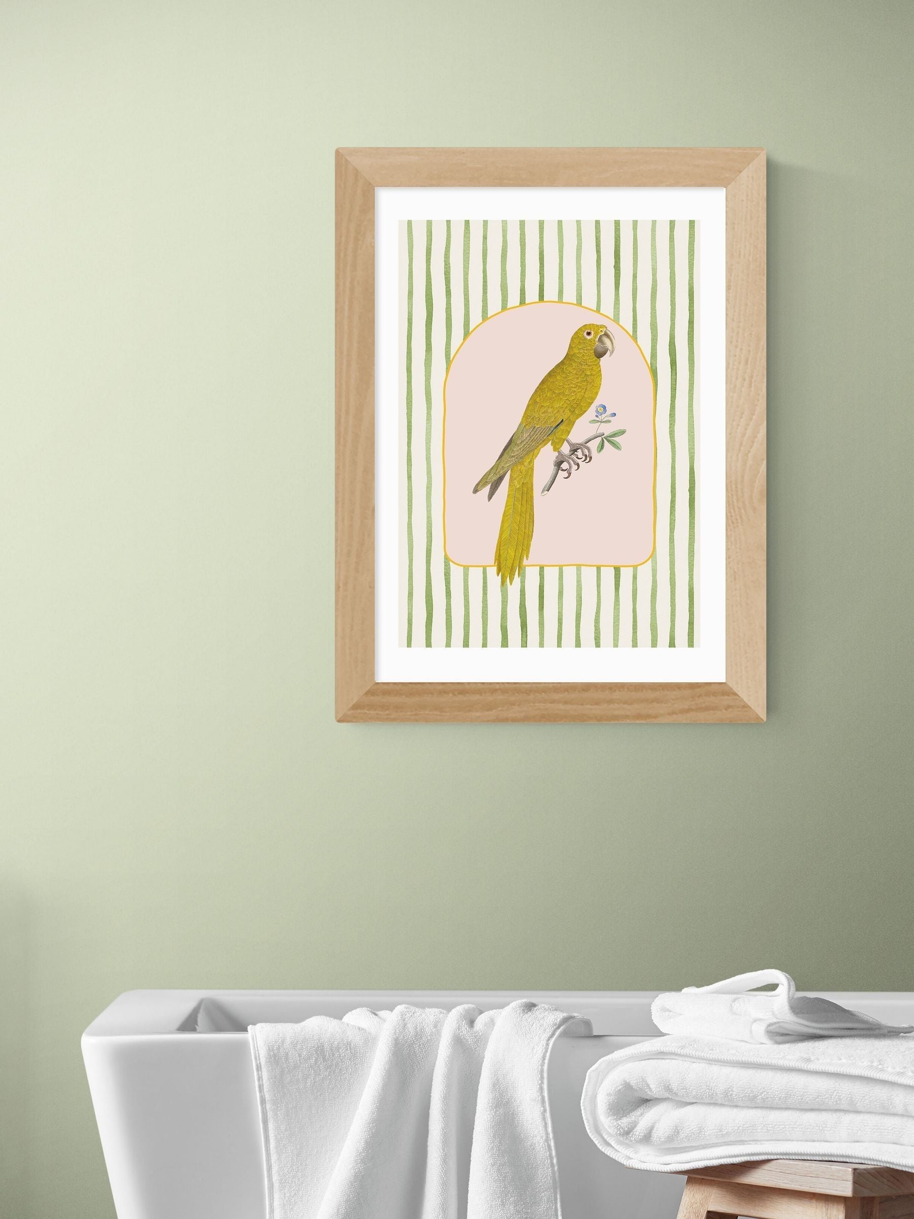 East End Prints Oak Eccentric Parrot wall art print - British product
