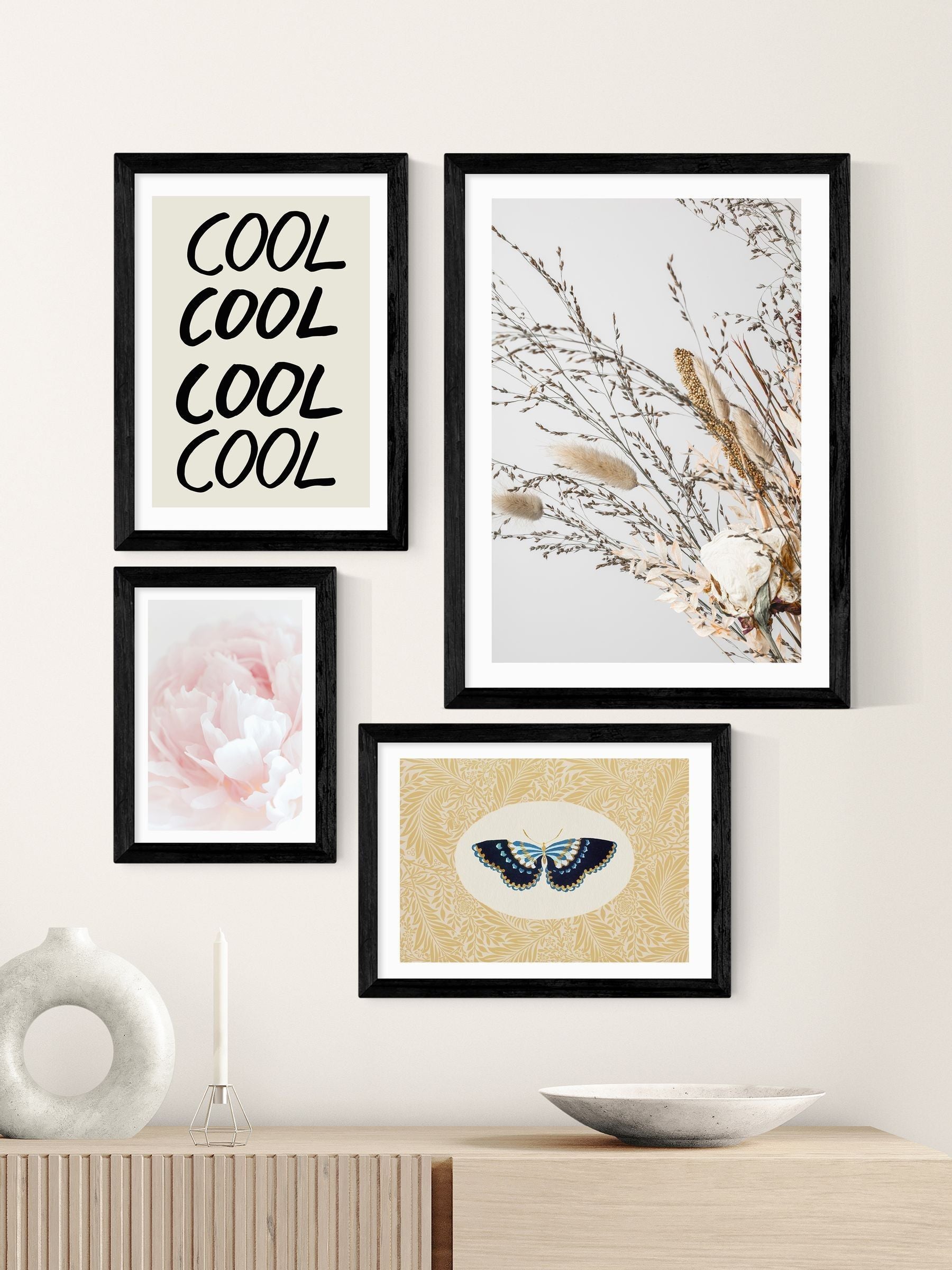 East End Prints Black Delicate Flutter Framed Art Print - British product
