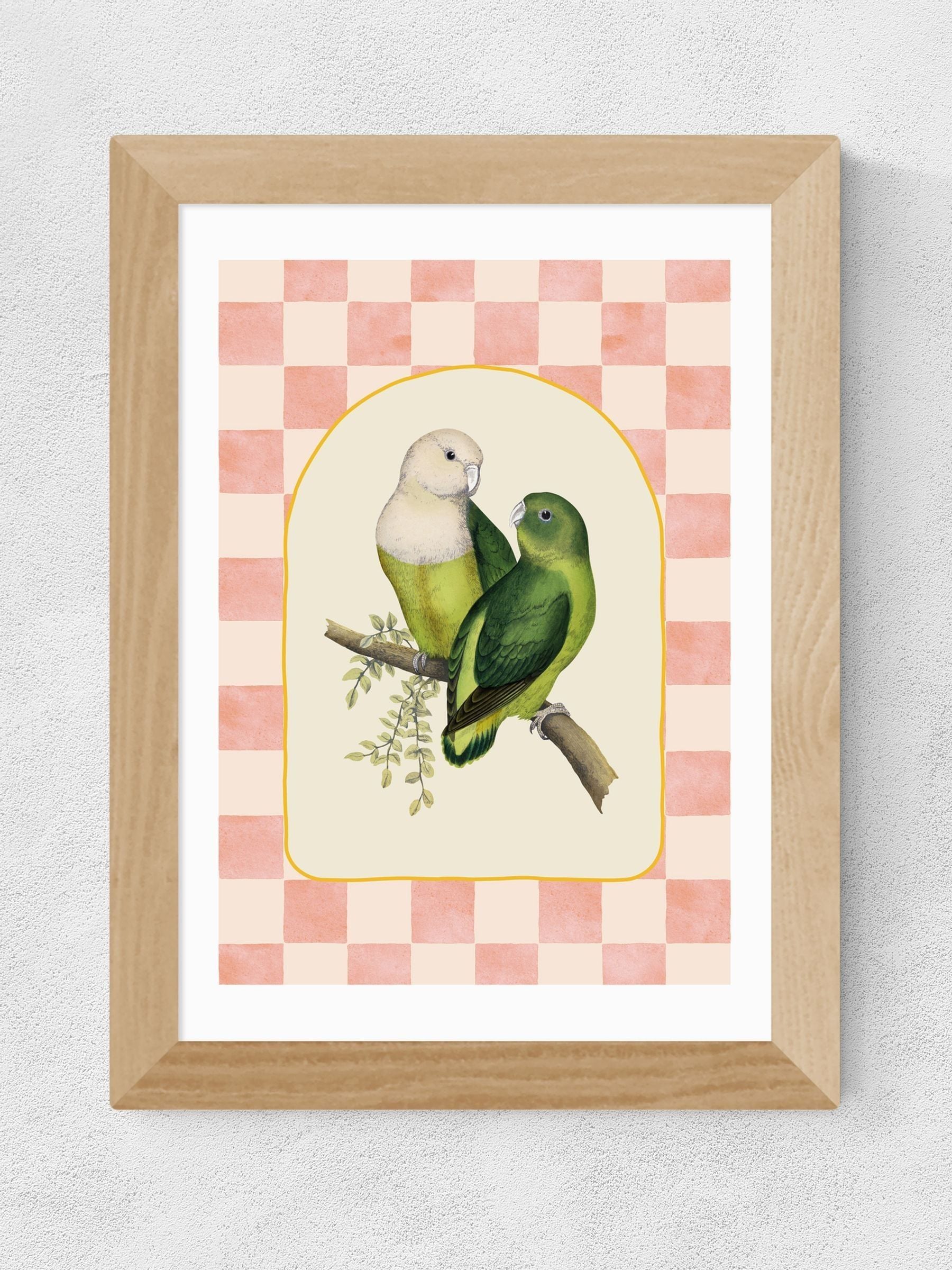 East End Prints Oak lovebirds wall art print - British product