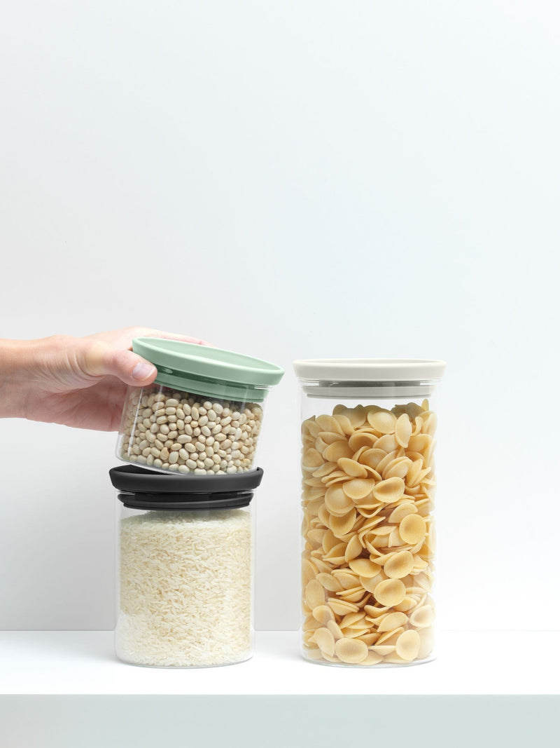 Brabantia transparent glass jars set of 3 0.3, 0.6 and 1.1 litre - British product