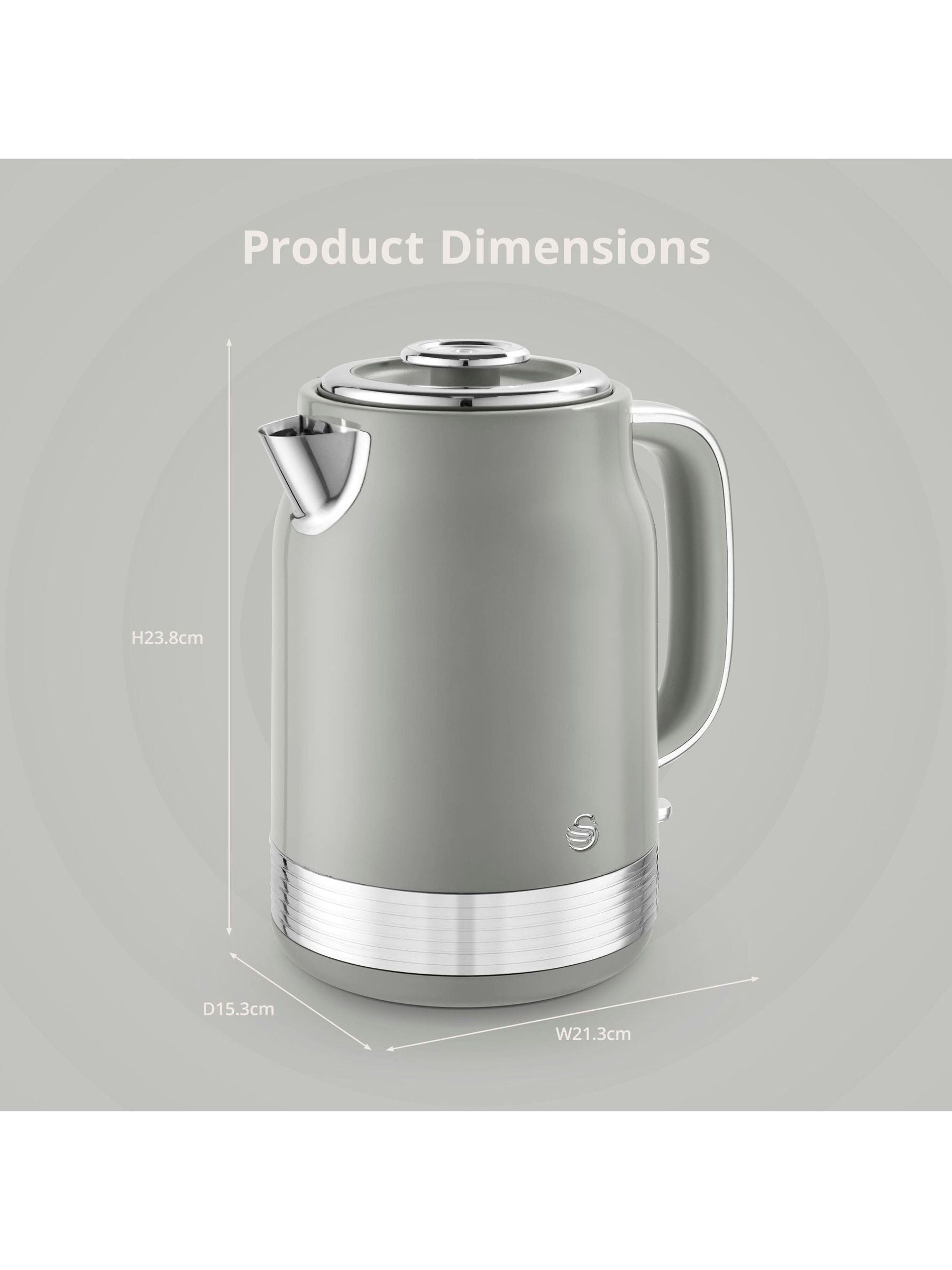 Swan Grey Retro Jug Kettle 1.7L (British brand)