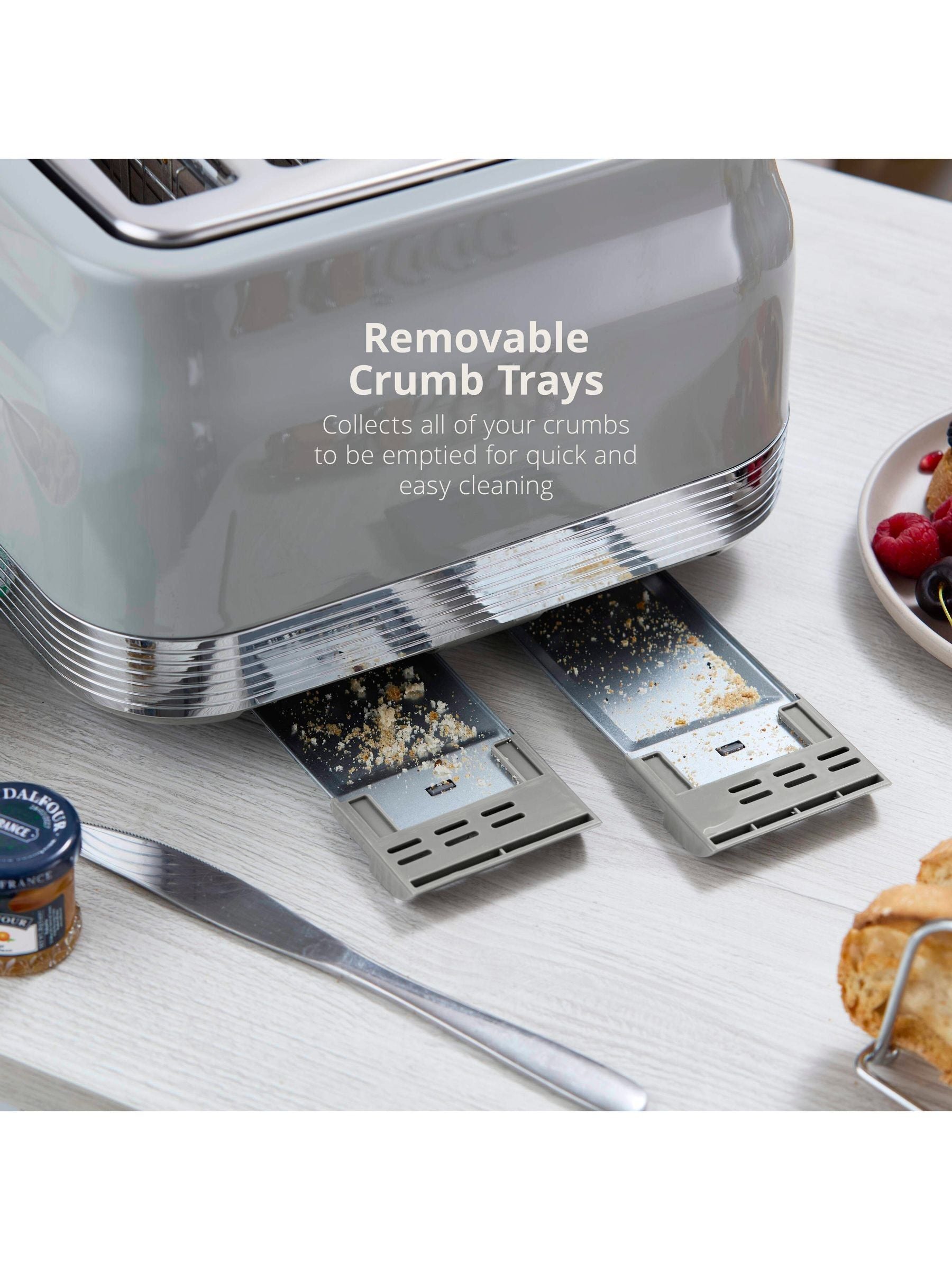 Swan Grey 1860W Retro 4 Slice Toaster