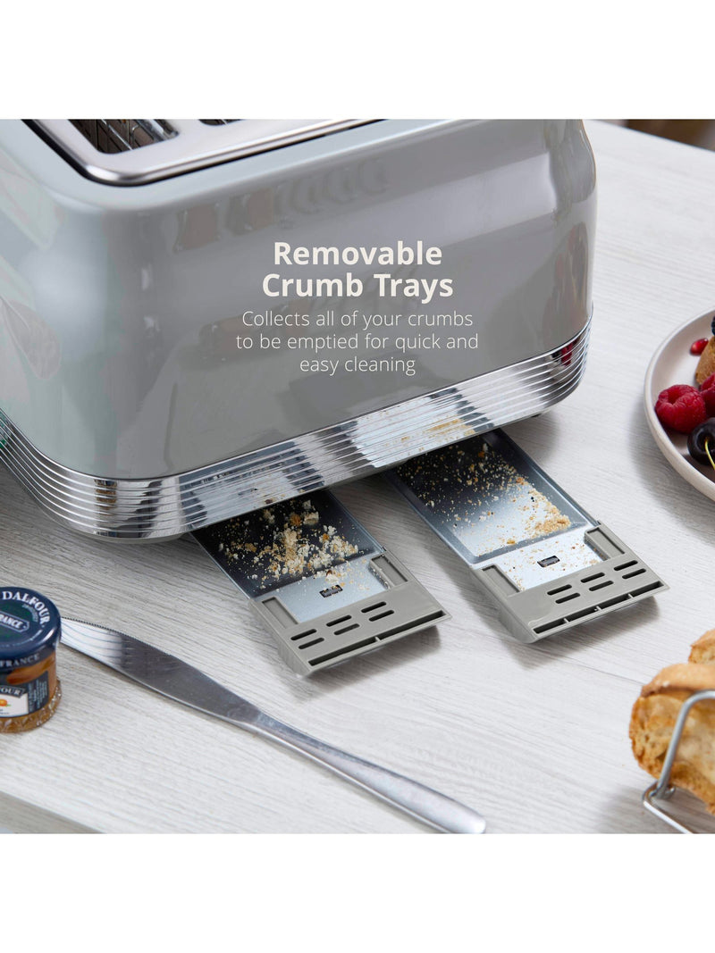 Swan Grey 1860W Retro 4 Slice Toaster