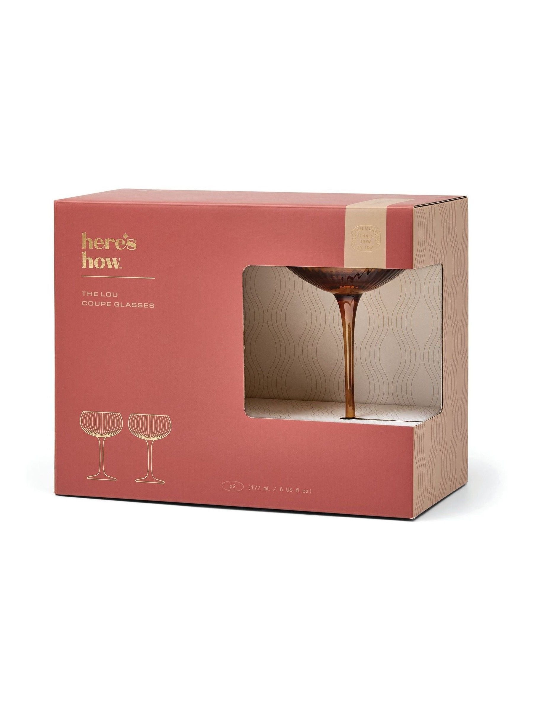 Here''s How Set of 2 Amber The Lou Coupe Glasses