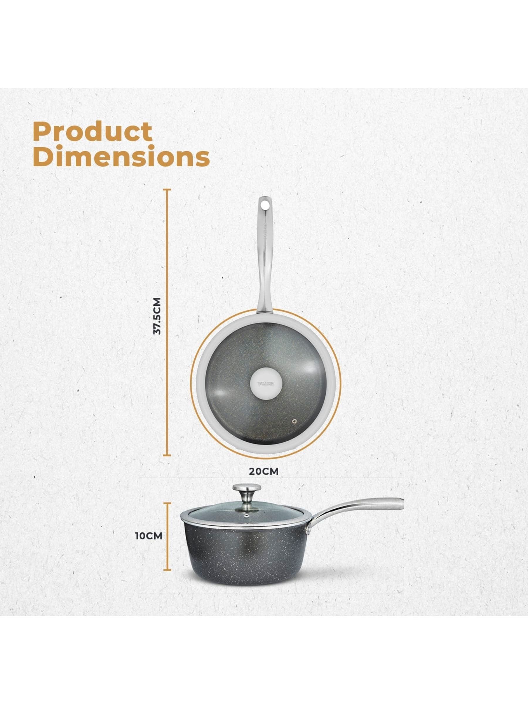 Tower Graphite Cerastone Pro saucepan 20cm (British brand)