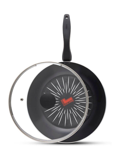 Tower Black 28cm Smart Start Forged Non-Stick Frying Pan with Lid