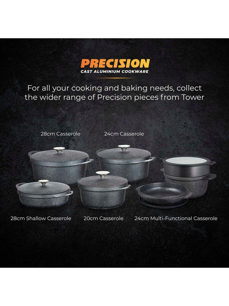 Tower Black 28cm Shallow Casserole Dish with Aluminium Lid
