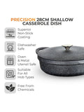 Tower Black 28cm Shallow Casserole Dish with Aluminium Lid