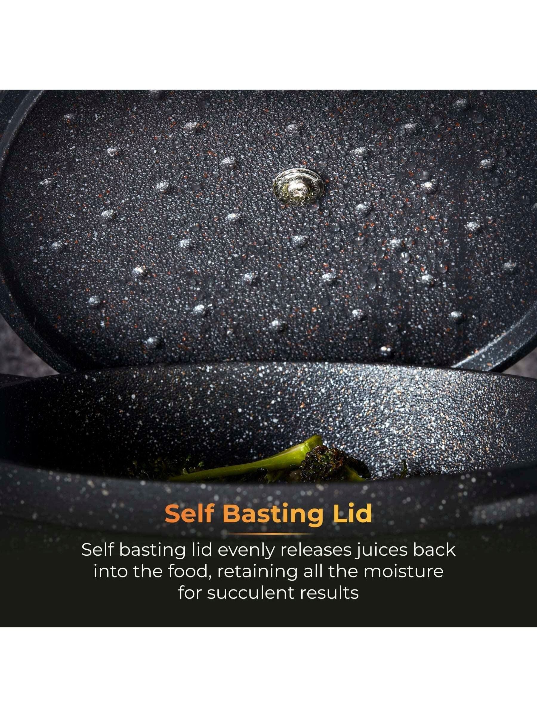 Tower Black 28cm Shallow Casserole Dish with Aluminium Lid