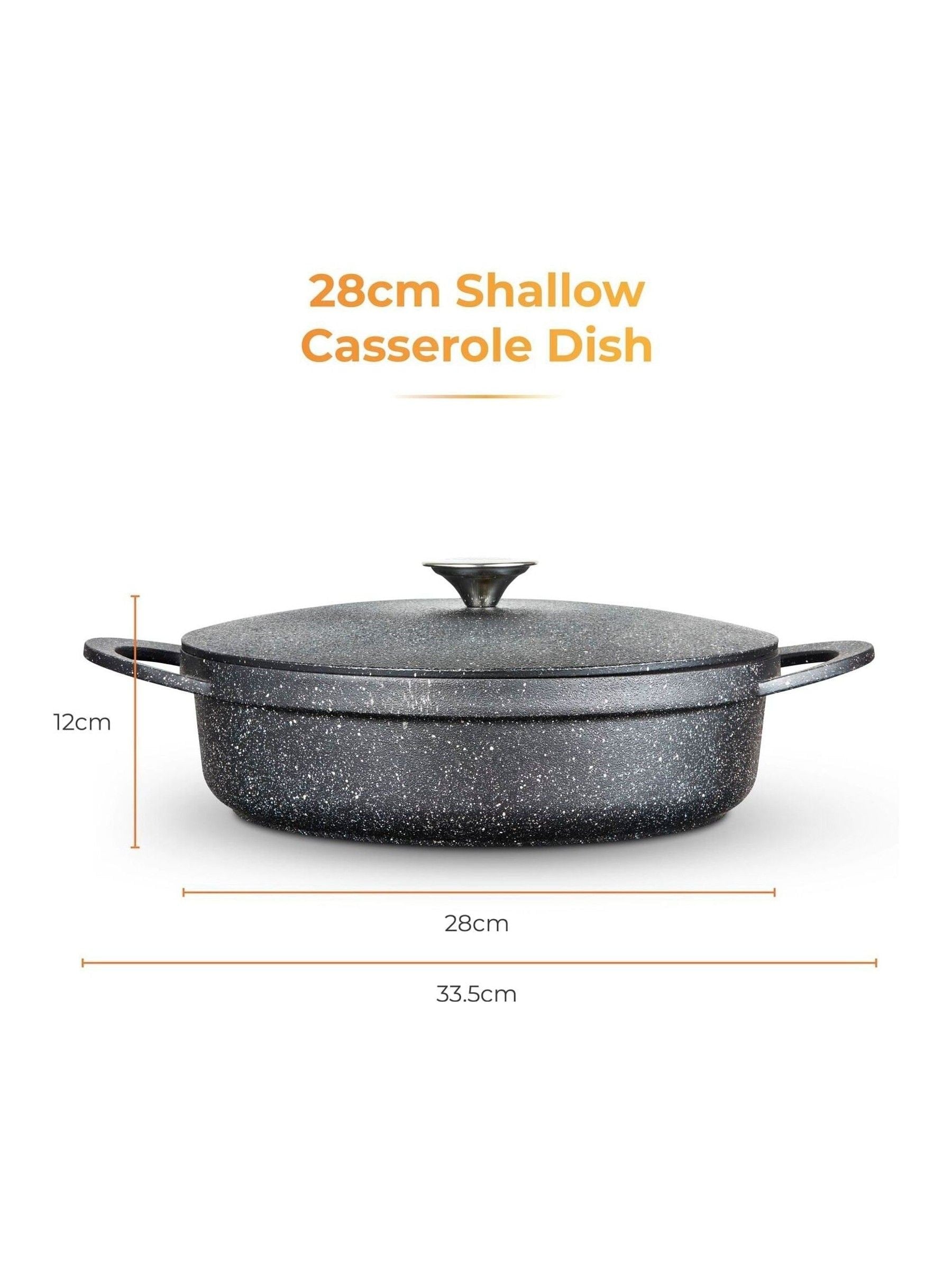 Tower Black 28cm Shallow Casserole Dish with Aluminium Lid