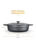 Tower Black 28cm Shallow Casserole Dish with Aluminium Lid