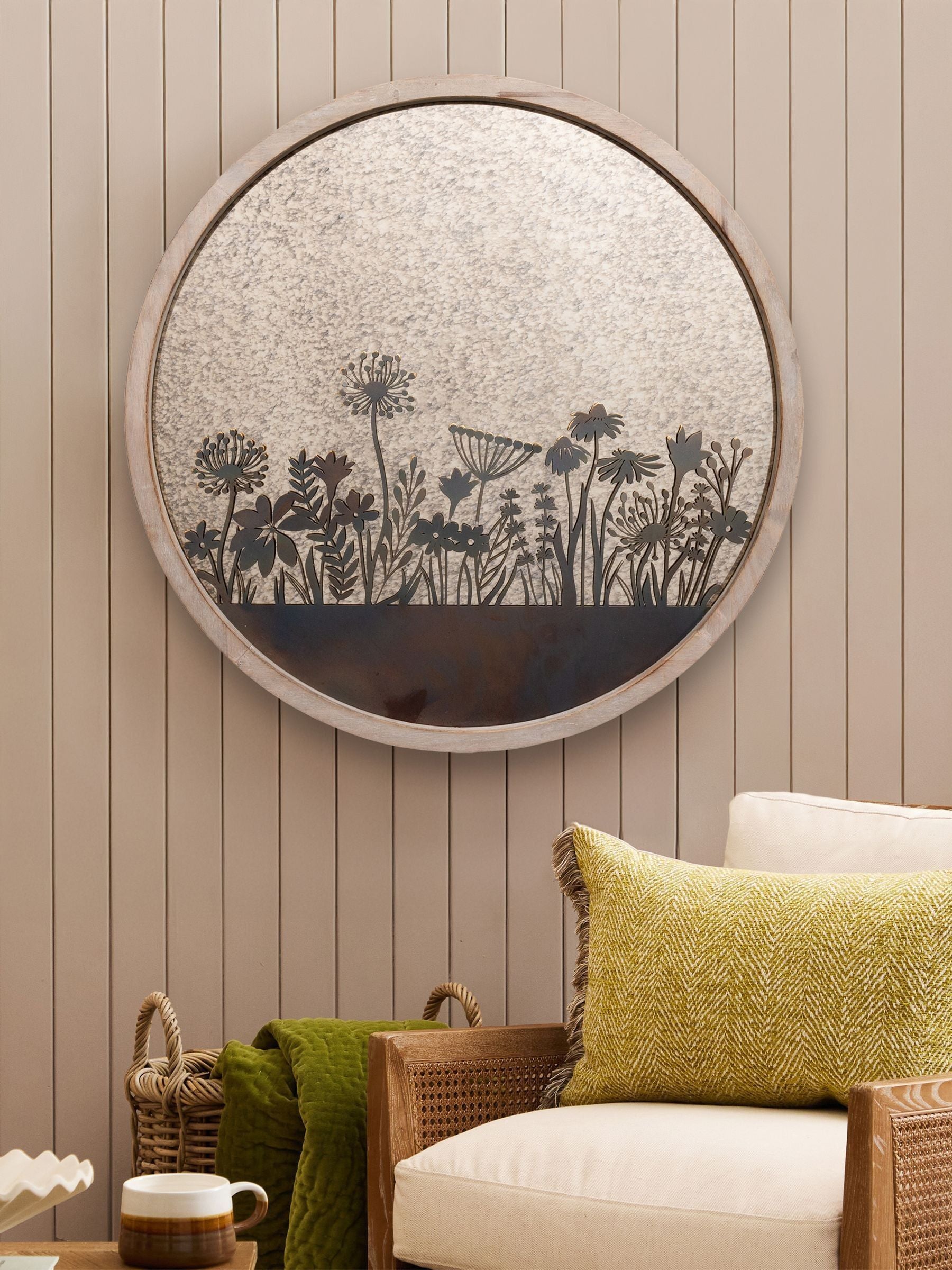 Voyage Maison Grey Fleure Et Faune Circle Antique Mirror