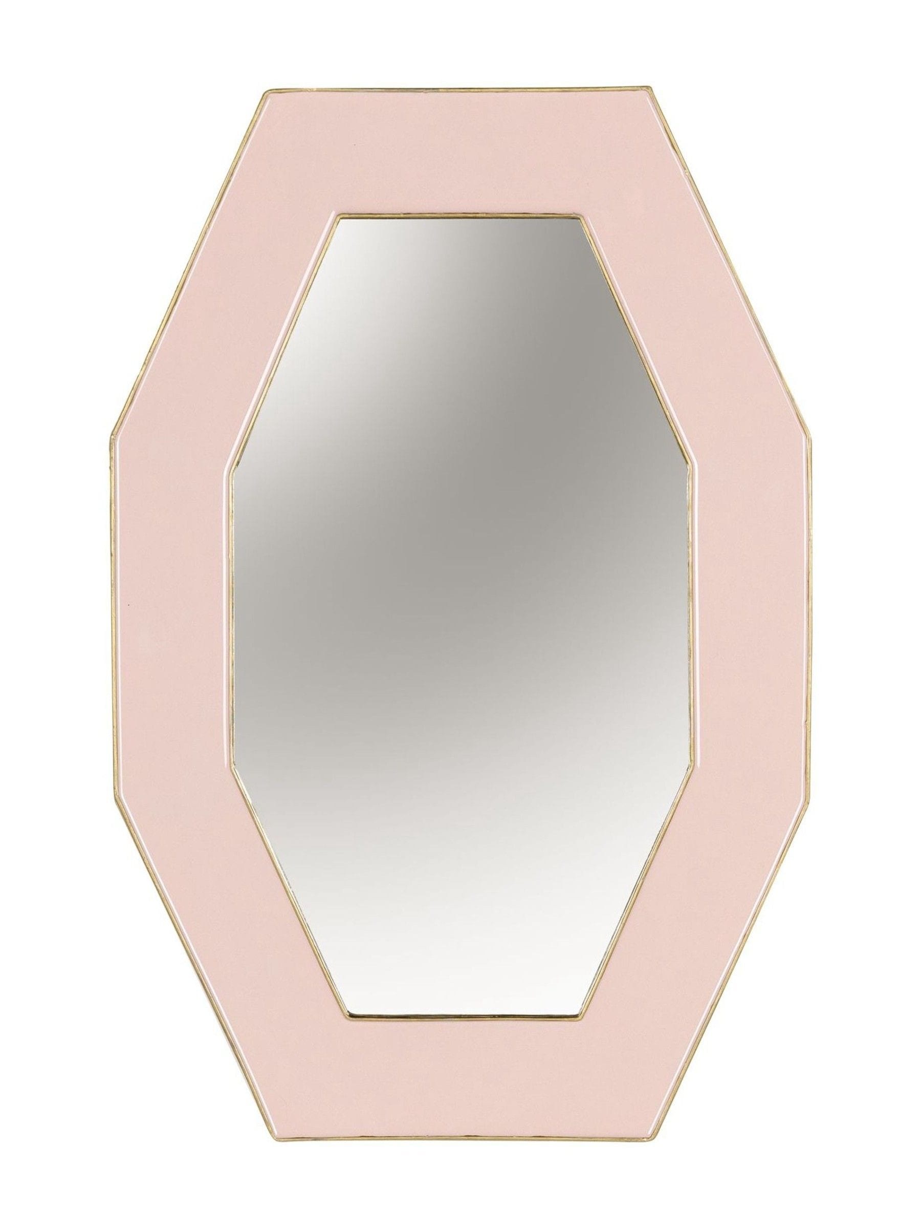 Pink Octagonal Wall Mirror with Wide Frame