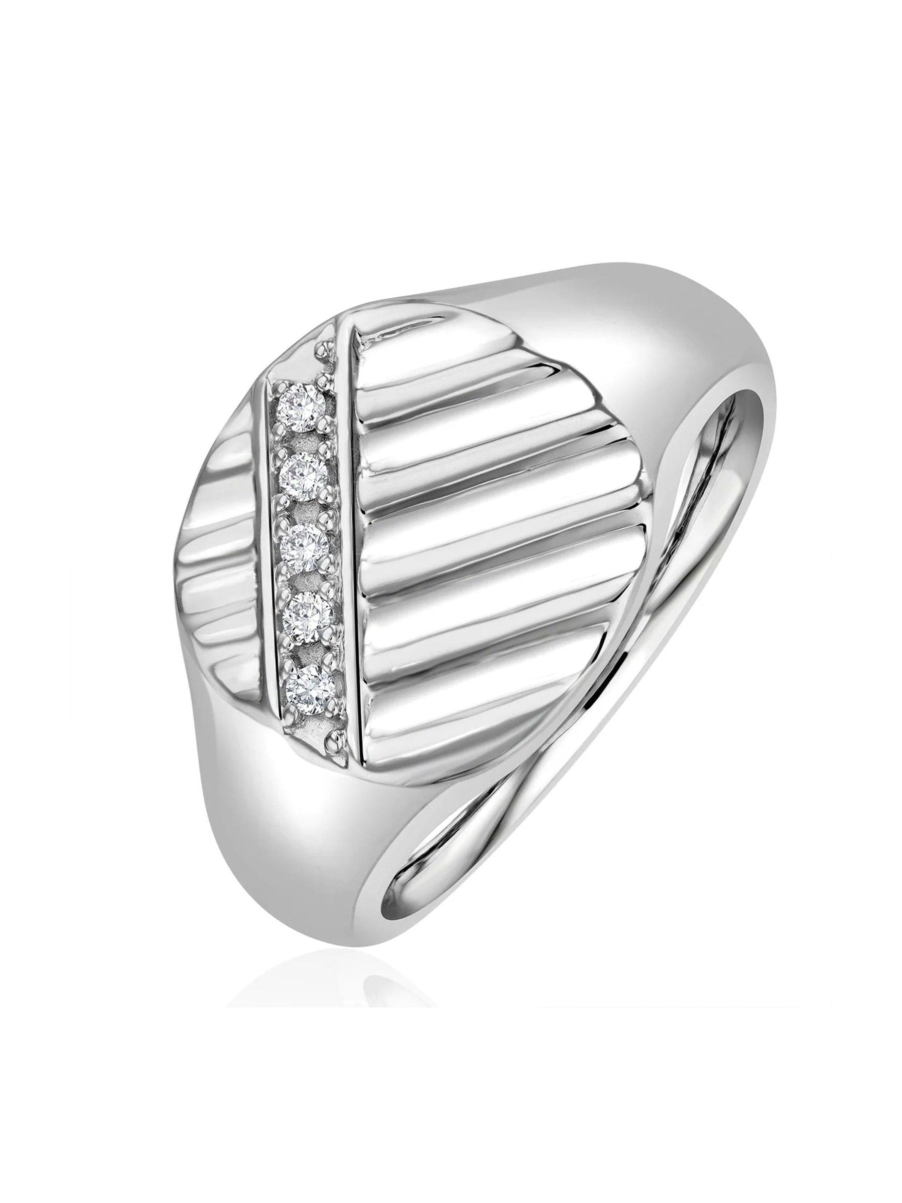 The Diamond Store men's 0.07ct lab diamond signet ring in sterling silver (British brand)