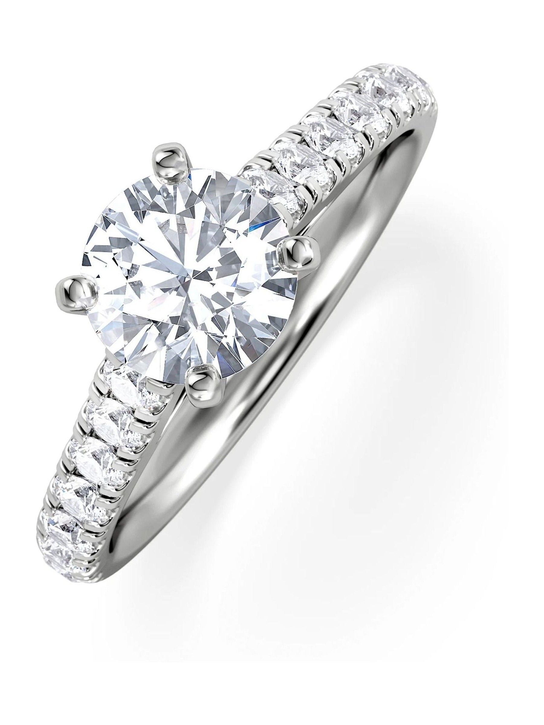 The Diamond Store White Natalia 1.50ct F/VS1 Round Cut Lab Diamond Engagement Ring in 18K White Gold