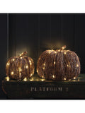 Lights4fun brown rattan light up pumpkins set of 2, UK version
