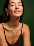 Chunky Ridge Hoop Earrings in Gold Tone Stainless Steel