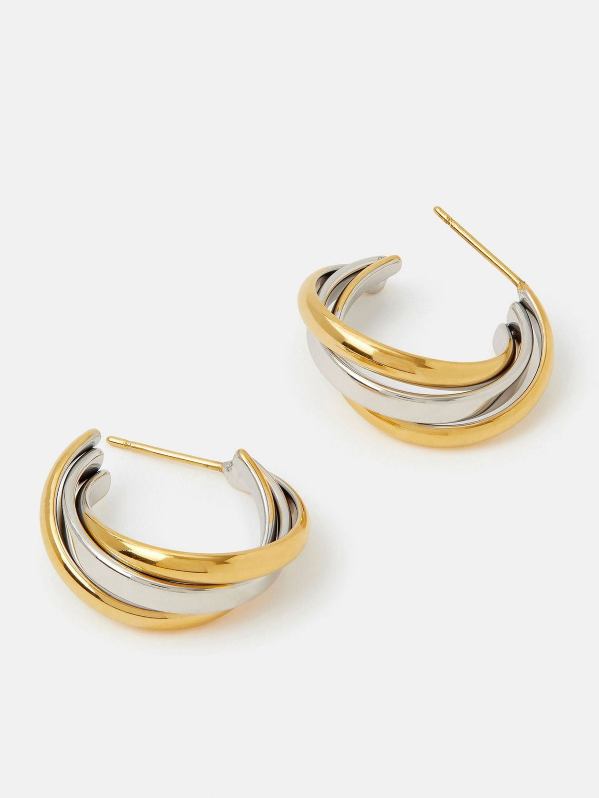 Accessorize Gold Tone Stainless Steel Mixed Metal Twist Hoop Earrings