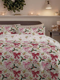 Copenhagen Home cranberry Christmas bows duvet cover set single - British product