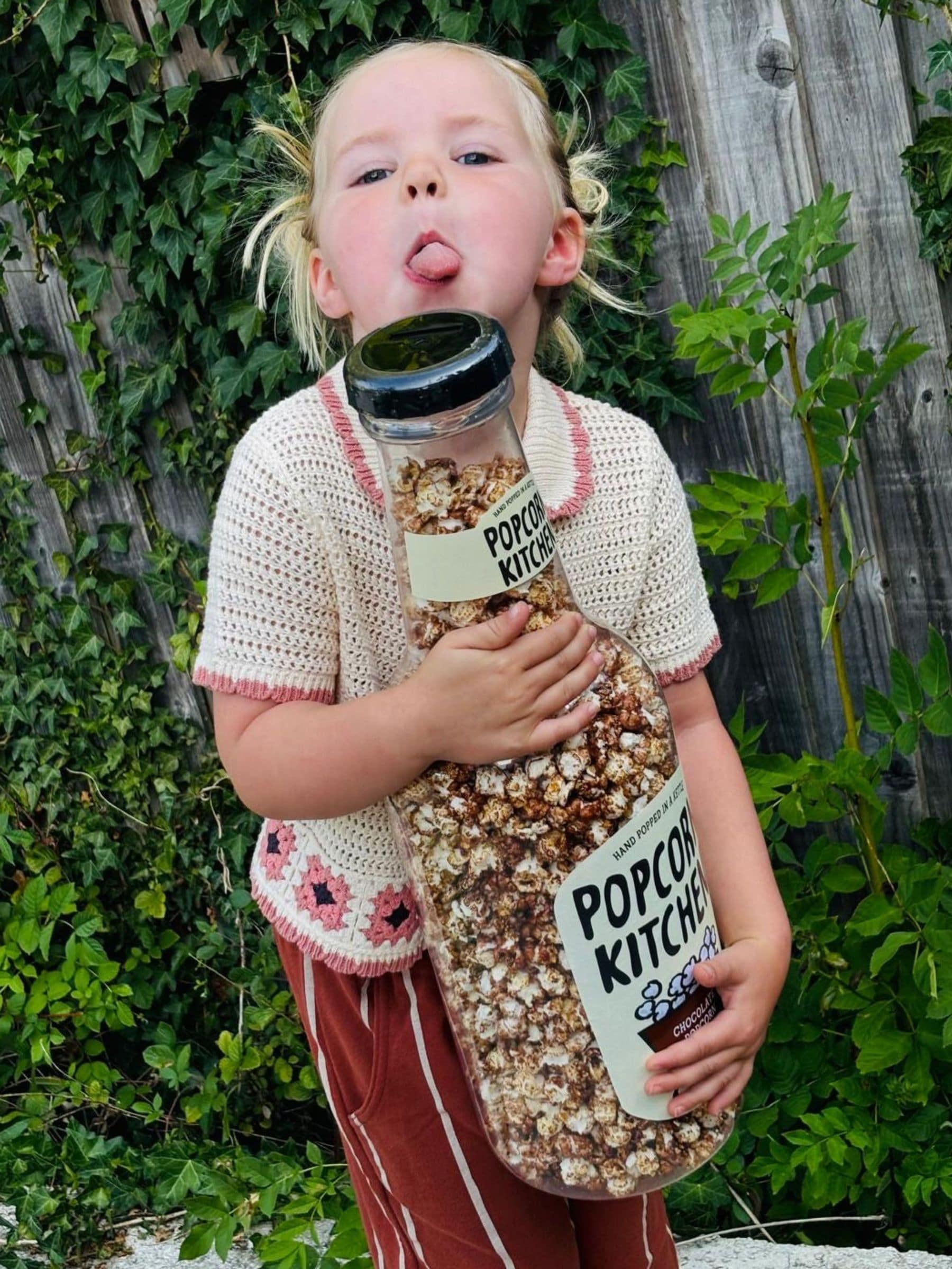 Popcorn Kitchen Giant Money Bottle filled with sweet popcorn, imported from the UK
