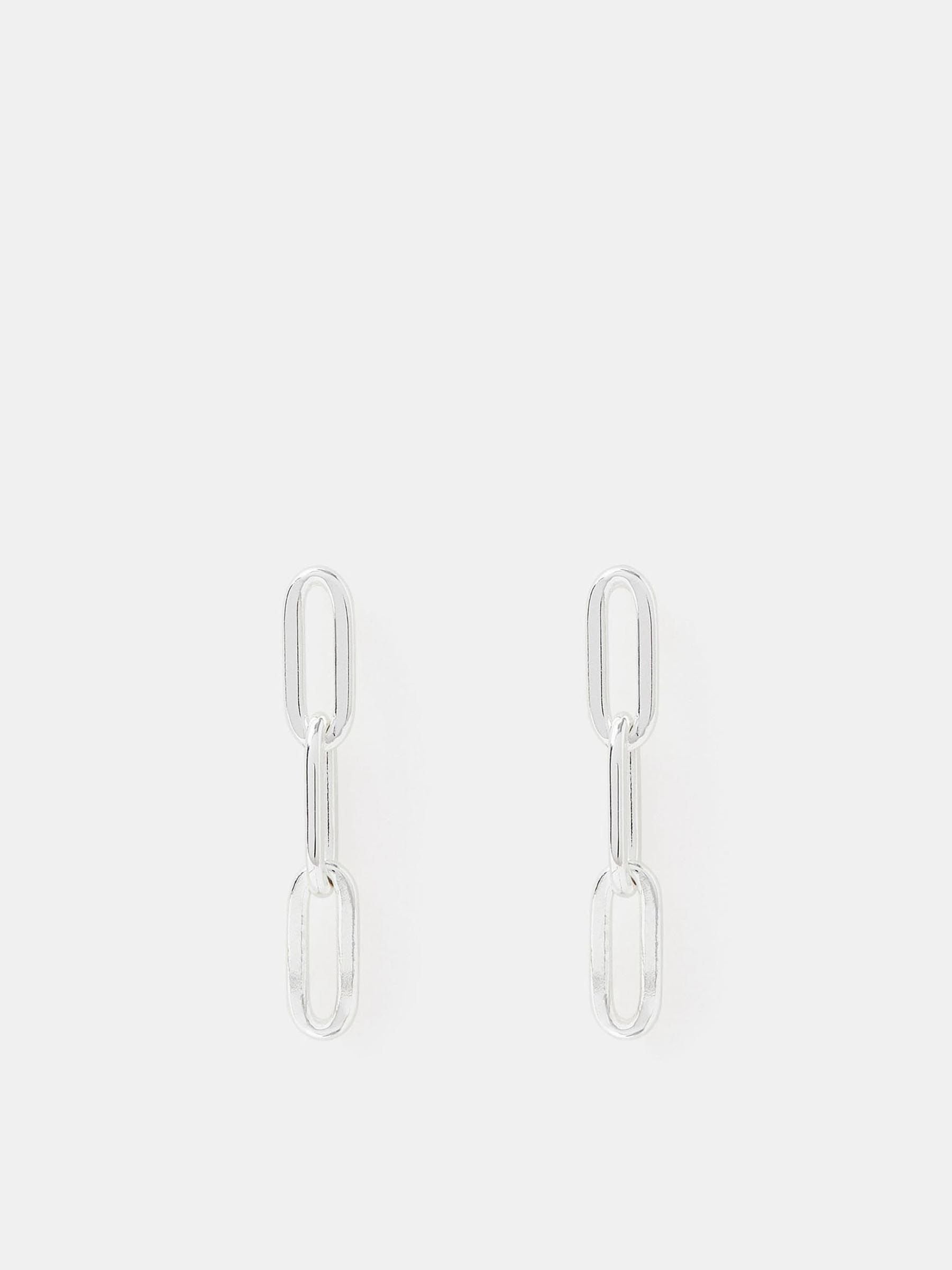 Sterling Silver Chain Drop Earrings with Paperclip Links