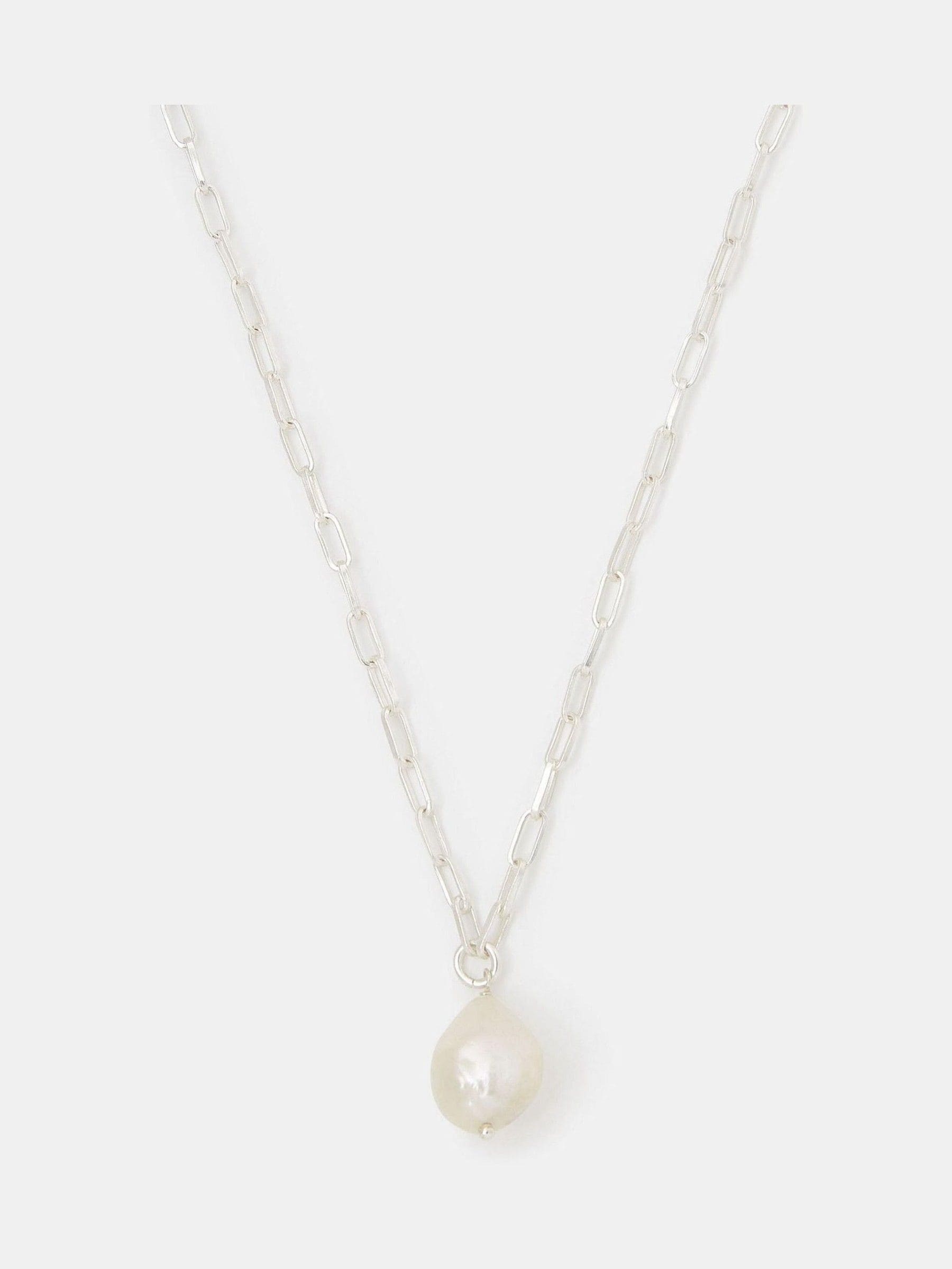 Sterling Silver Pearl Pendant Necklace with Adjustable Lobster Clasp