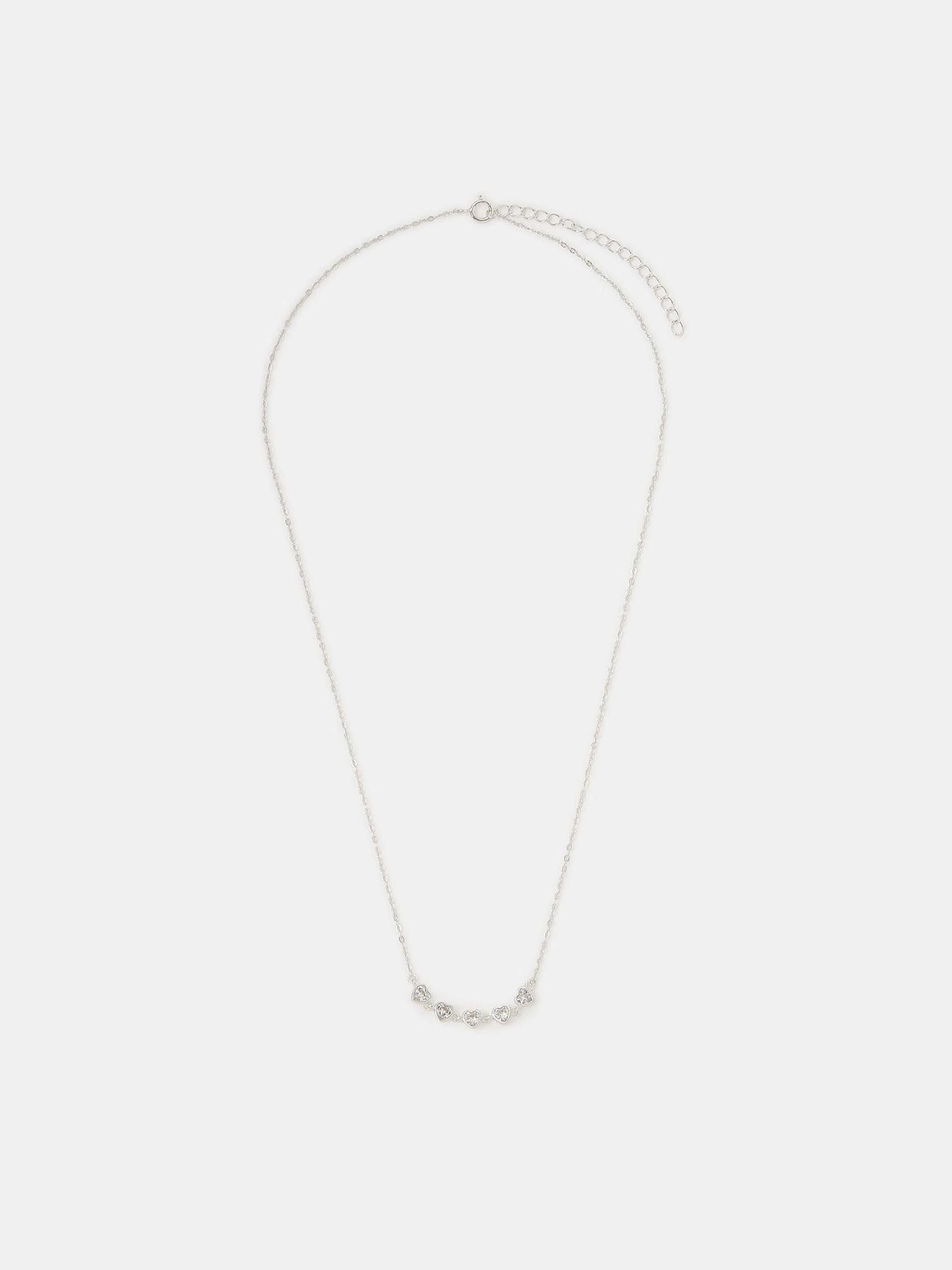 Sterling Silver Diamante Heart Chain Necklace