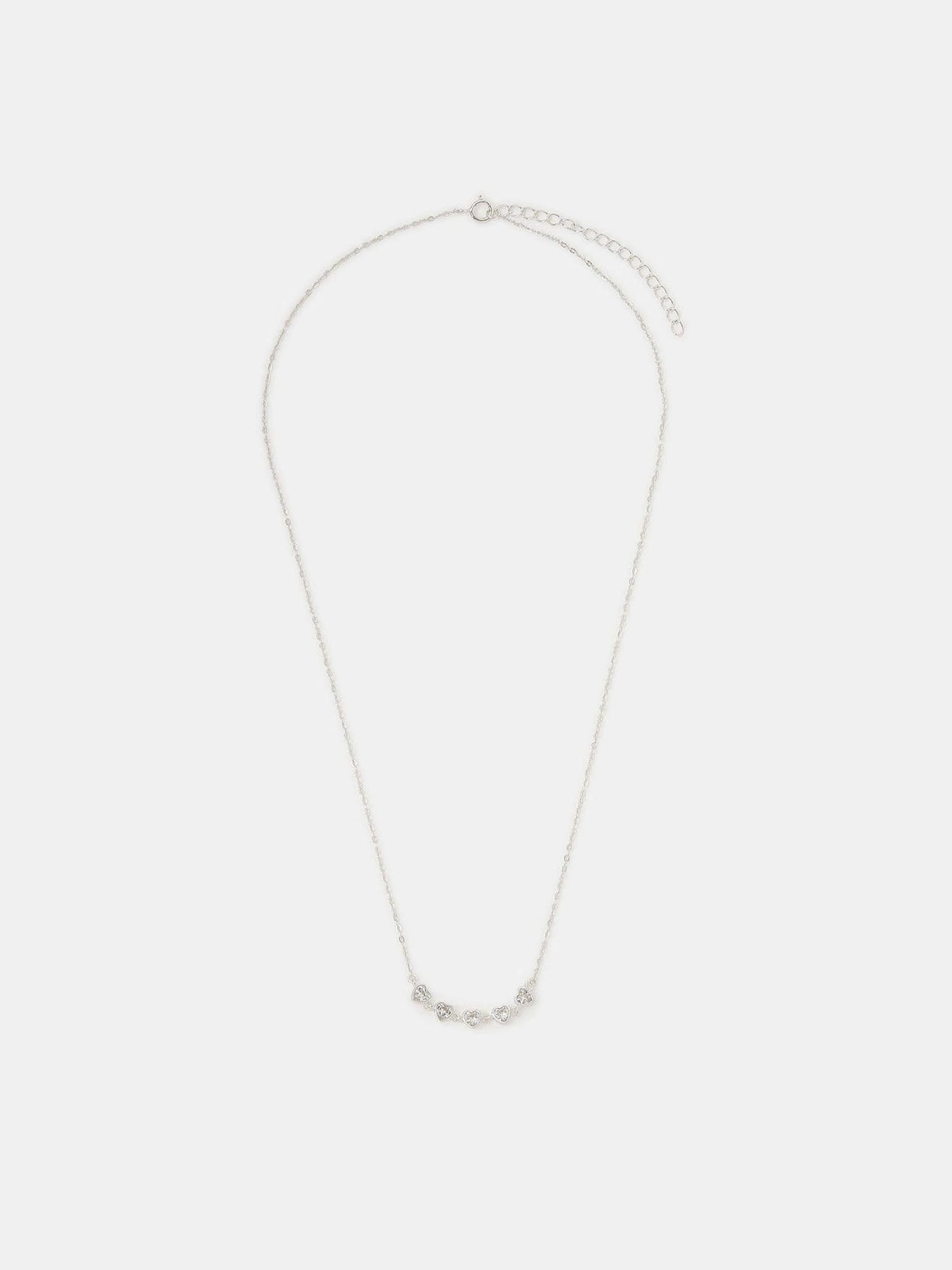Sterling Silver Diamante Heart Chain Necklace