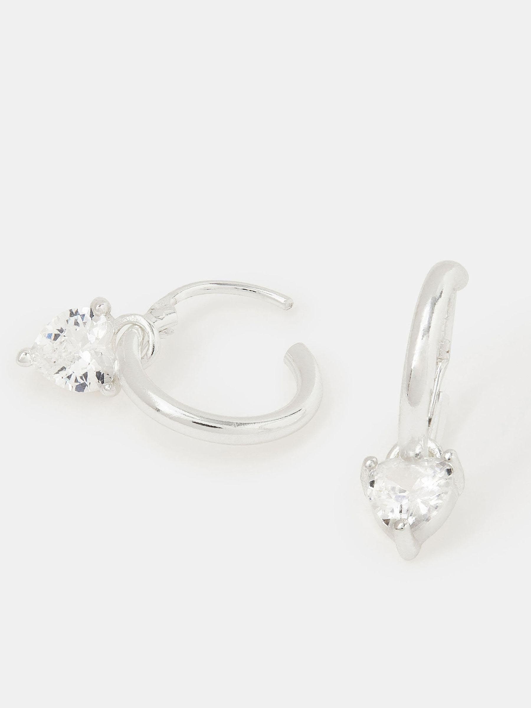 Accessorize diamanté heart drop hoop earrings - British product
