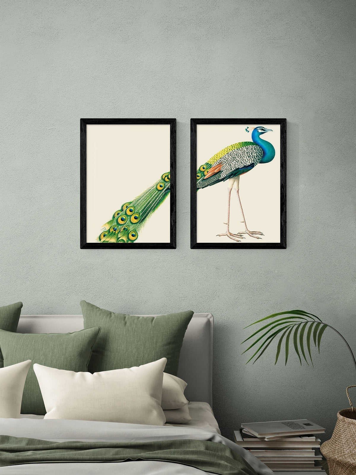 East End Prints black peacock print wall art set - British product