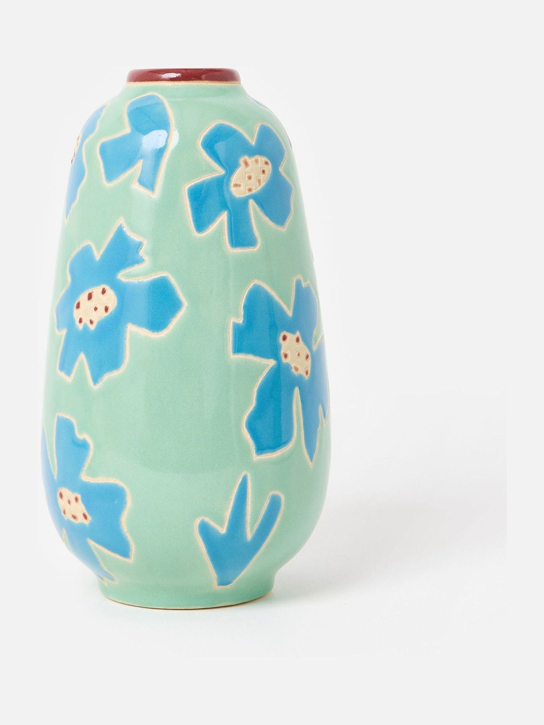 Oliver Bonas Blue Flor Ceramic Vase