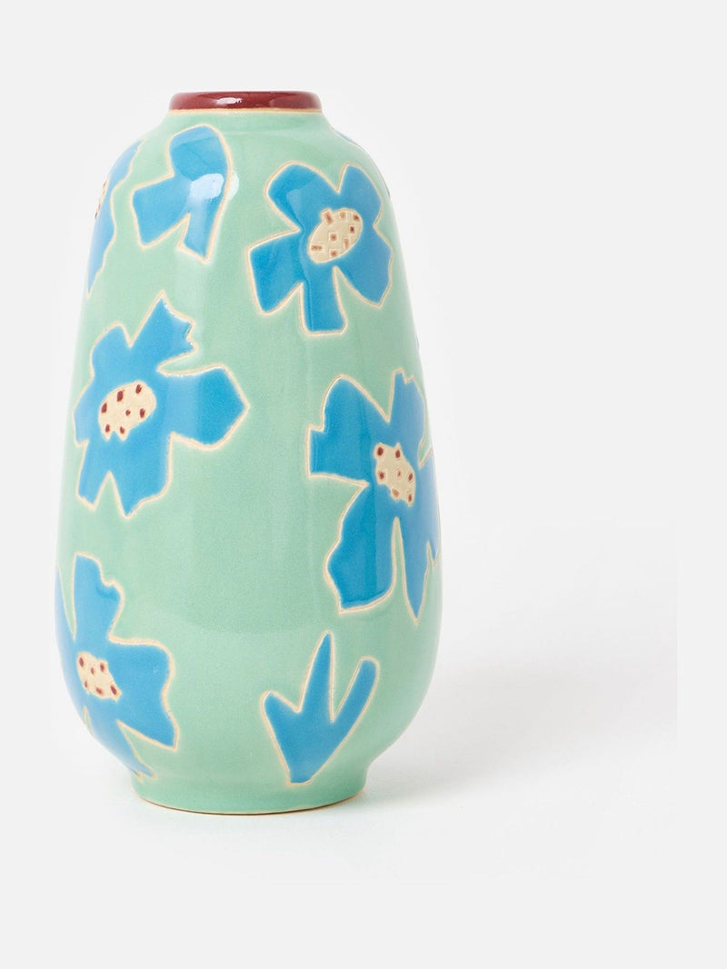 Oliver Bonas Blue Flor Ceramic Vase