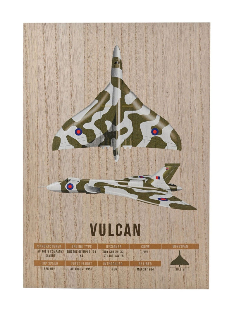 HARVEY MAKIN Widdop Brown RAF Vulcan wood effect A3 wall plaque (British brand)