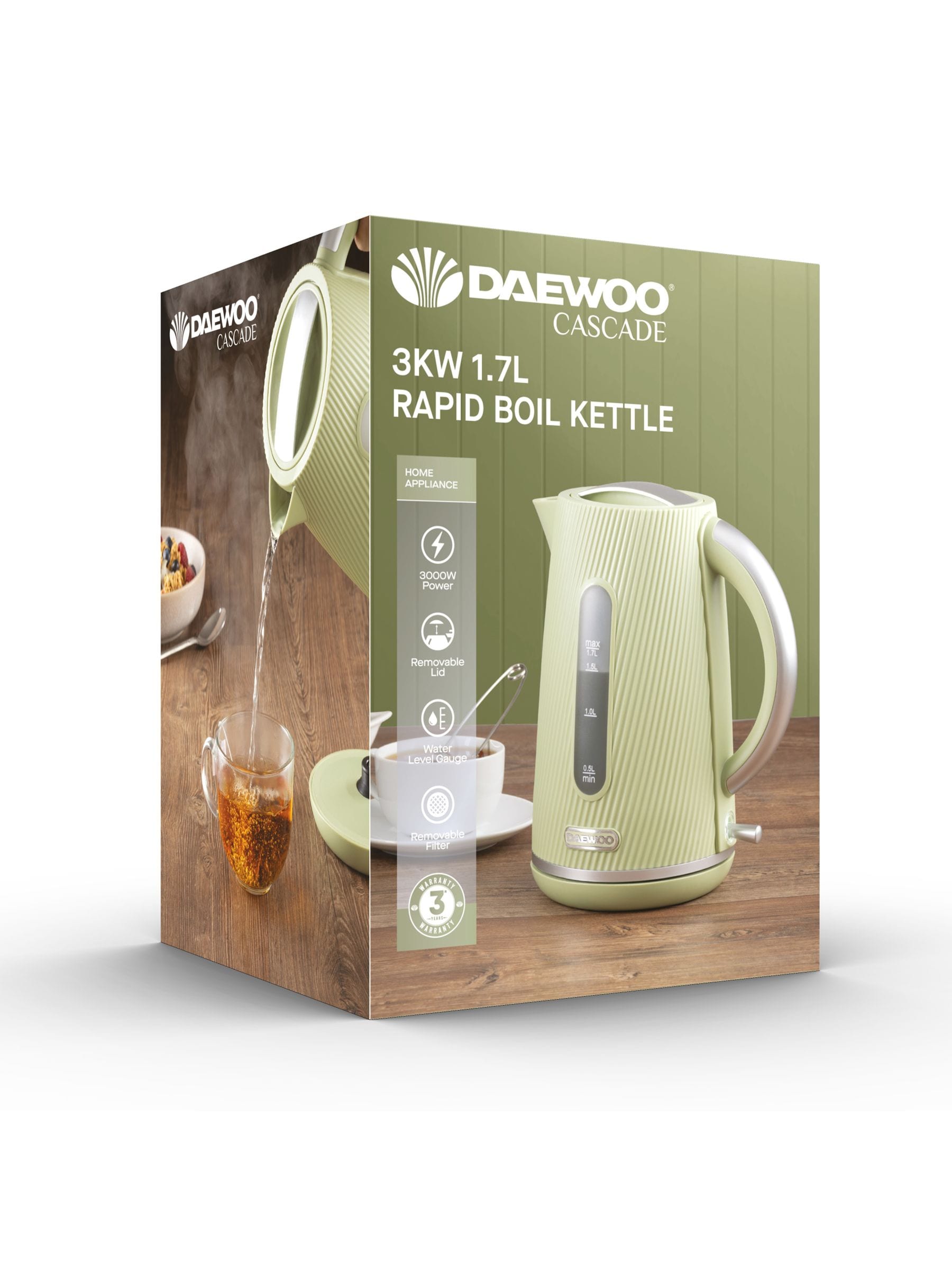 Daewoo Sage Cascade electric kettle 1.7L - British product