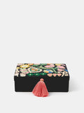 Black Embroidered Jewellery Box with Ring and Earring Cushions