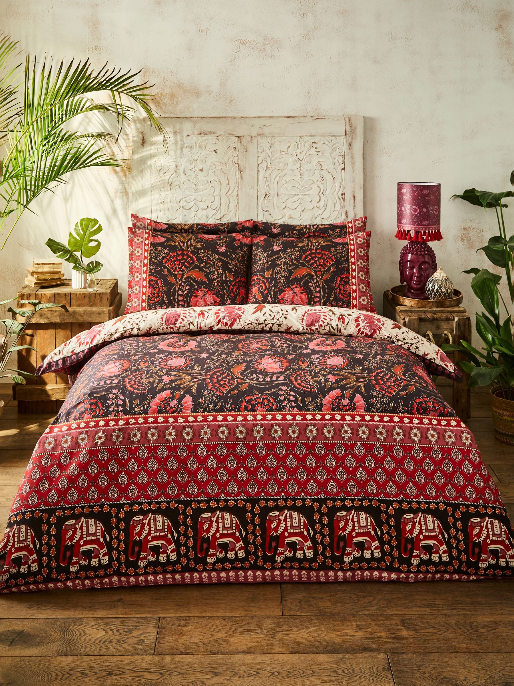 Joe Browns purple floral bohemia border print reversible duvet set, UK version