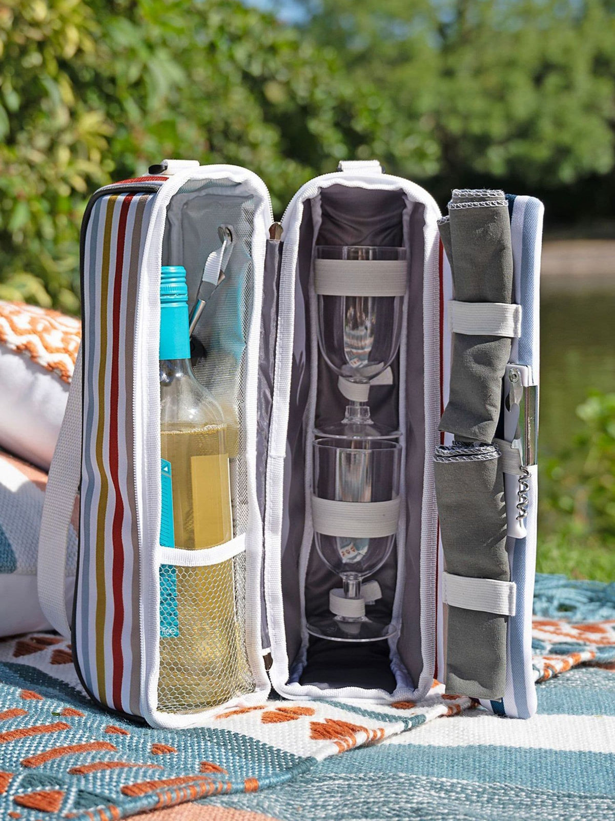 Country Living 2 person wine bag set with glasses and opener - British product